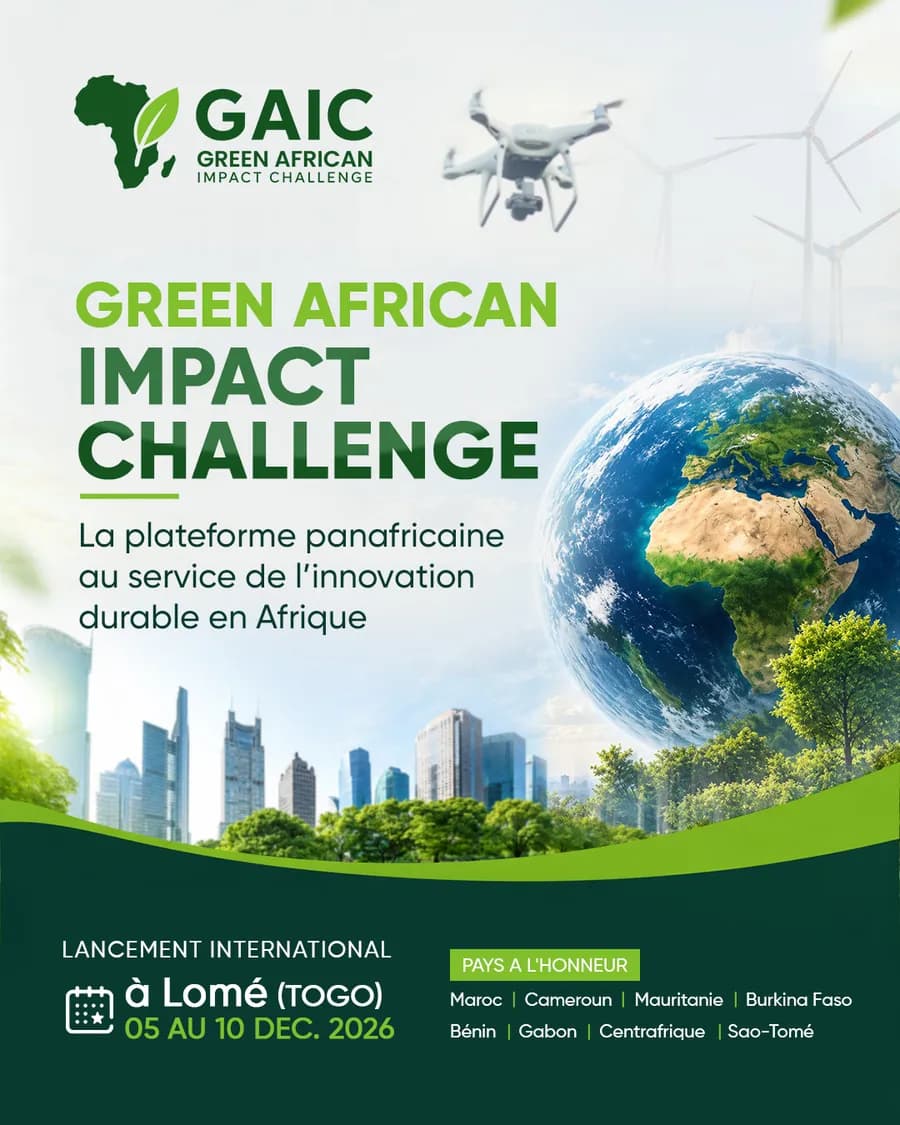 Affiche officielle du GAIC : la plateforme panafricaine au service de l'innovation durable en Afrique, lancement à Lomé du 5 au 10 décembre 2026