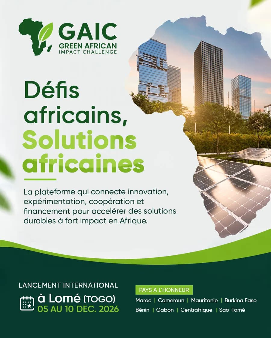 Affiche officielle du GAIC : défis africains, solutions africaines, lancement international à Lomé